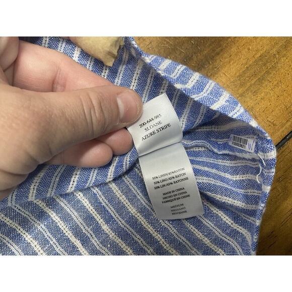 RAILS Womens Medium Val Belmont Stripe Shirt Tie Front Linen Blend Top Blouse - Picture 12 of 14